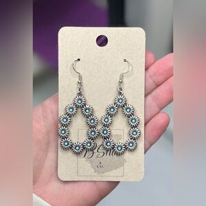 Silver and Turquoise Floral Earrings